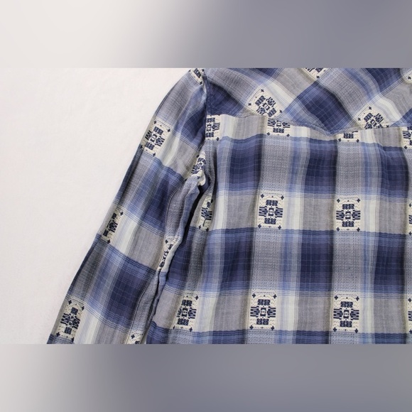 American Eagle Western Long Sleeve Plaid Pearl Snap‎ Button Down Women's Small - Picture 13 of 16